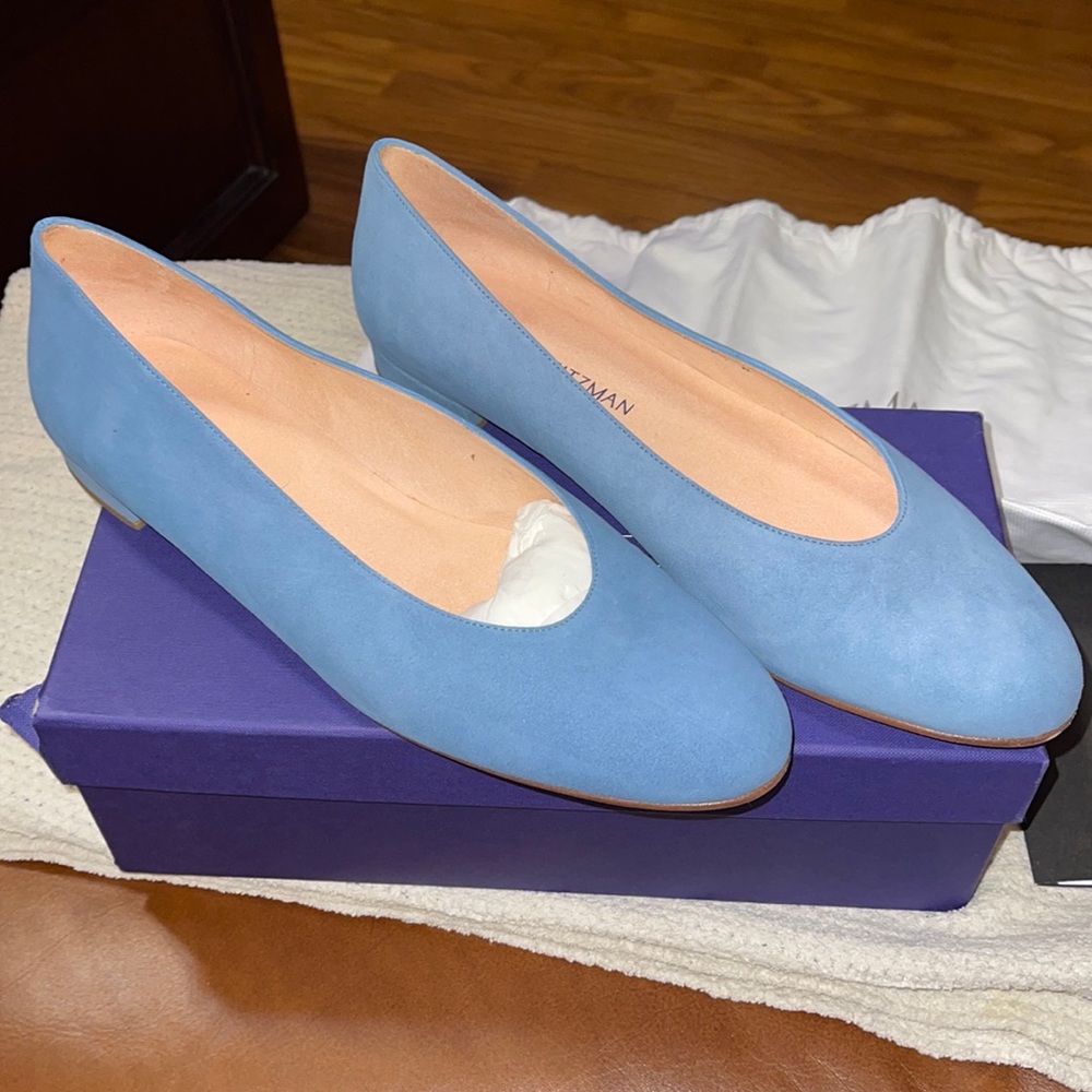 Stuart Weitzman blue suede ballet flats